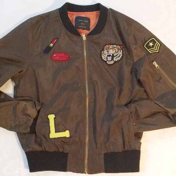 Love Tree Jackets & Blazers - LOVE TREE Satin Bomber Jacket M